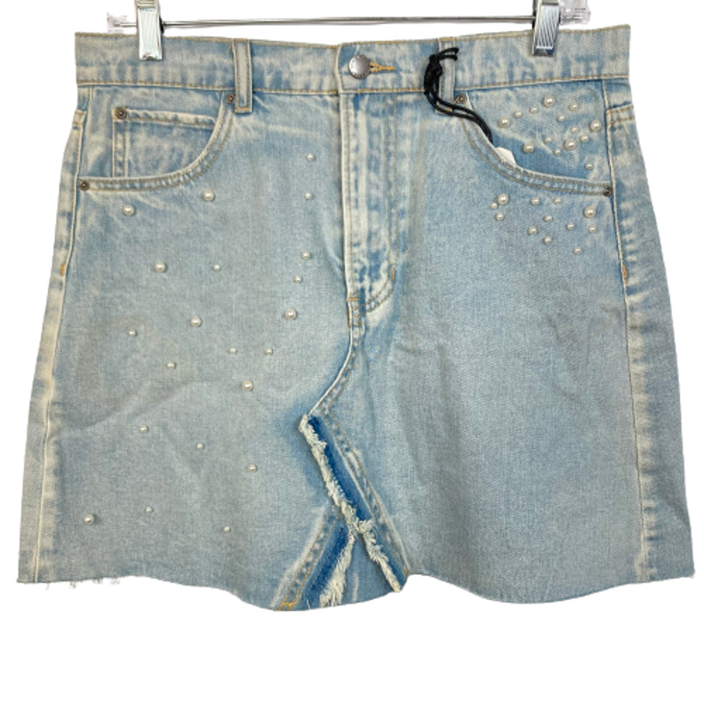 NWT Velvet Heart Skirt Womens Sz 29 Denim Mini Classic Blue Cotton Jean Pearl
